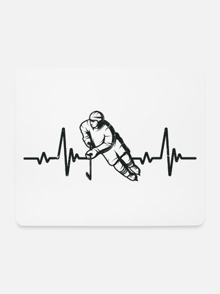 Heartbeat Hockey | Hockey Geschenk - Mousepad (Querformat) - Weiß