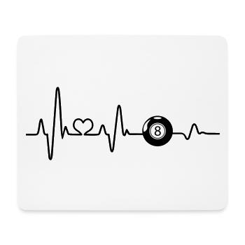 Billard Billardkugel schwarz Acht EKG Herzschlag - Mousepad (Querformat) - Weiß - Vorne