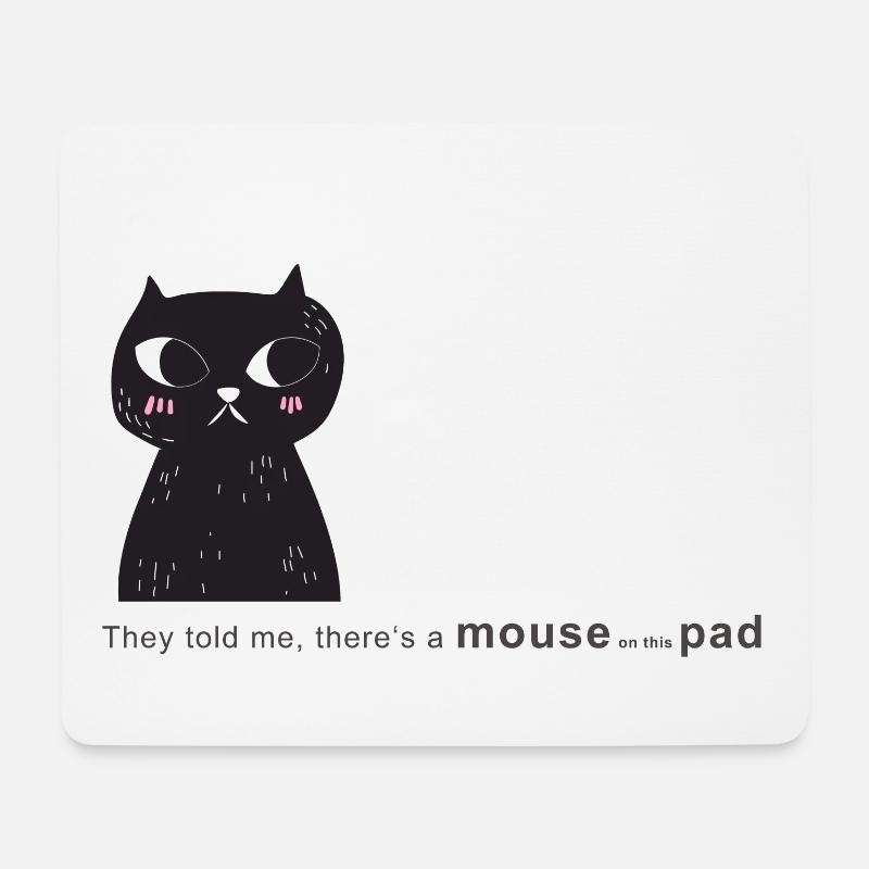 mouse (?) ... pad, chat drôle cherche la souris - Tapis de souris (format paysage) - blanc