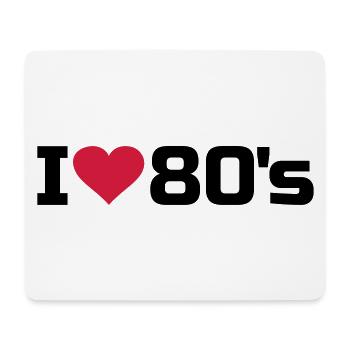 I love 80s 80 80er Achtziger 80's Herz Musik - Mousepad (Querformat) - Weiß - Vorne