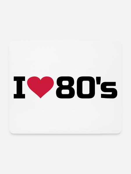 I love 80s 80 80er Achtziger 80's Herz Musik - Mousepad (Querformat) - Weiß