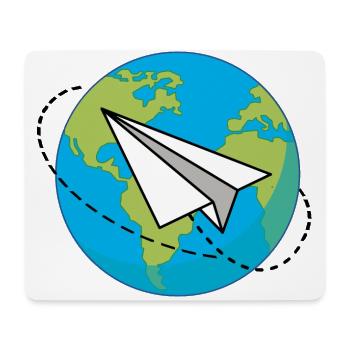 Planète Terre avec un avion en papier - Tapis de souris (format paysage) - blanc - Devant
