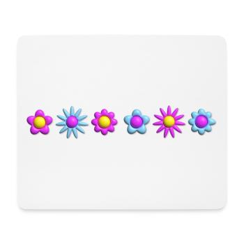Fleurs en fleurs en rangée 3D - Tapis de souris (format paysage) - blanc - Devant