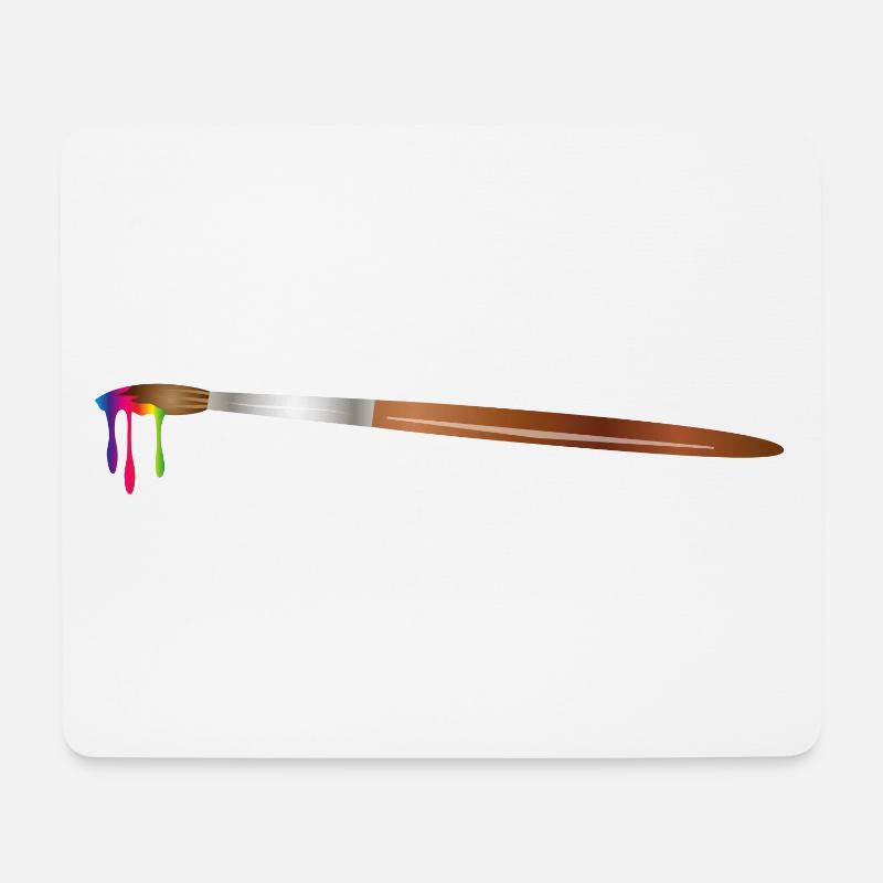 Künstler Pinsel mit Regenbogen Farben - Mousepad (Querformat) - Weiß