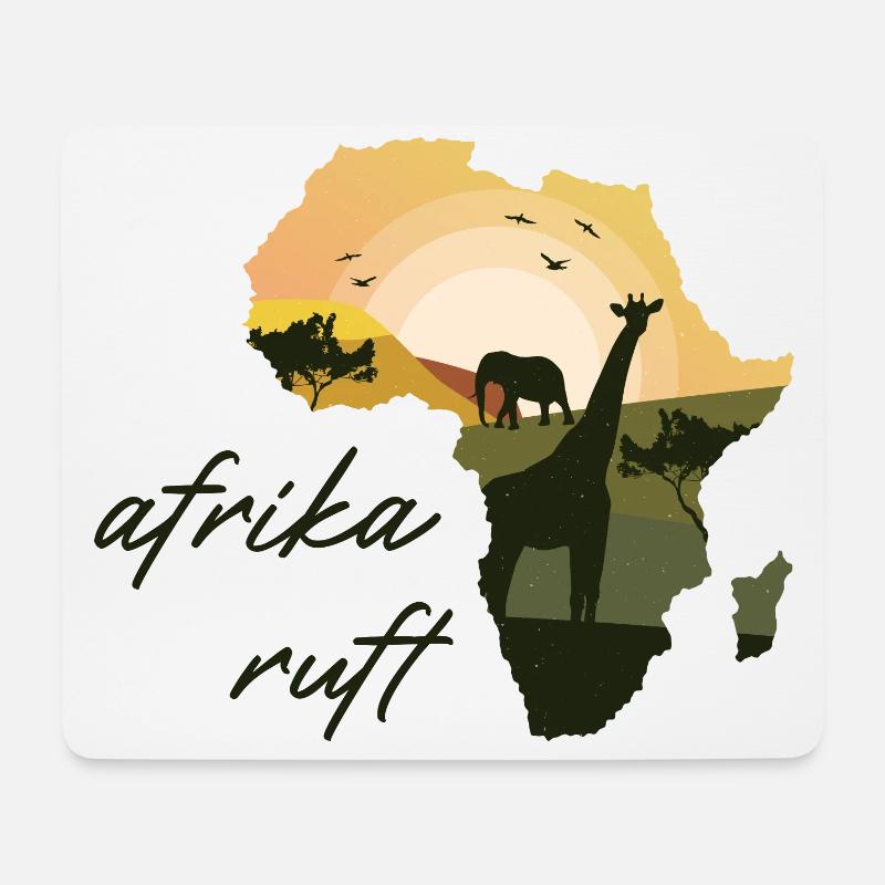 Afrika Ruft Giraffe Elefant - Mousepad (Querformat) - Weiß