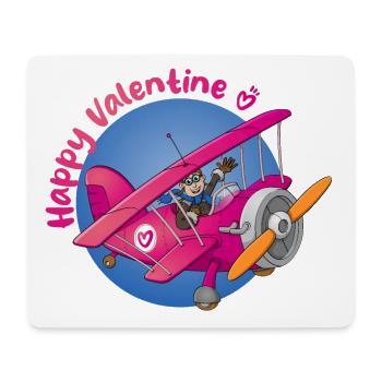 Herzlichen Glückwunsch zum Valentinstag. Pilot im Flugzeug mit Herz - Mousepad (Querformat) - Weiß - Vorne