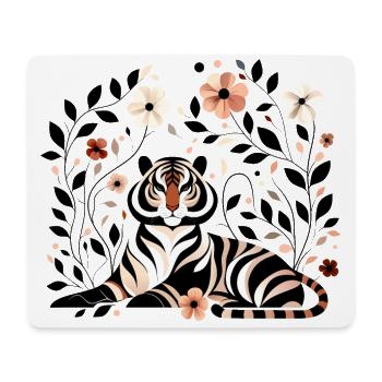 Floraler Tiger - Mousepad (Querformat) - Weiß - Vorne