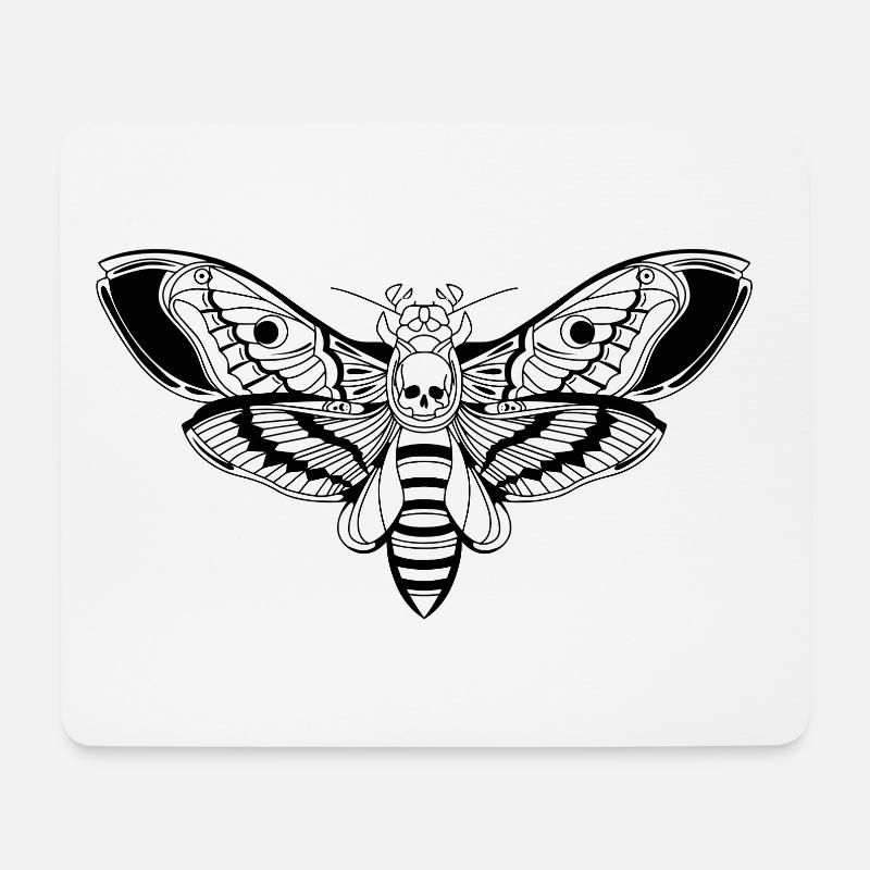 Death-Head-Moth / Tattoo Style - Mousepad (Querformat) - Weiß