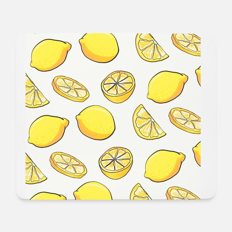 Frugt Sommer Mønster Citron Mønster Citroner Citrus - Musemåtte (tværformat) - hvid