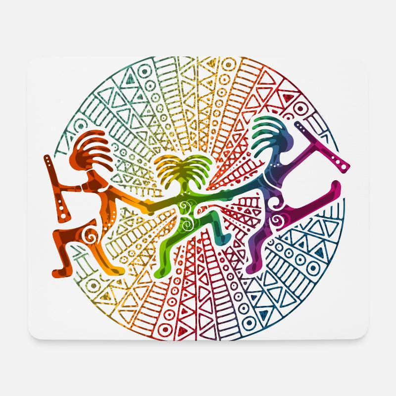 Kokopelli Family Has Fun - Mandala 1 - Mousepad (Querformat) - Weiß