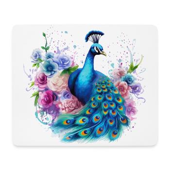 Fleurs de paon Plume de paon exotique coloré coloré - Tapis de souris (format paysage) - blanc - Devant