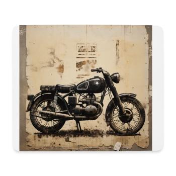 Une moto noire pour un vintage ride ! - Tapis de souris (format paysage) - blanc - Devant