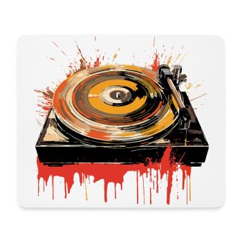 Disque Vinyle LP Platine Rétro - Tapis de souris (format paysage) - blanc - Devant
