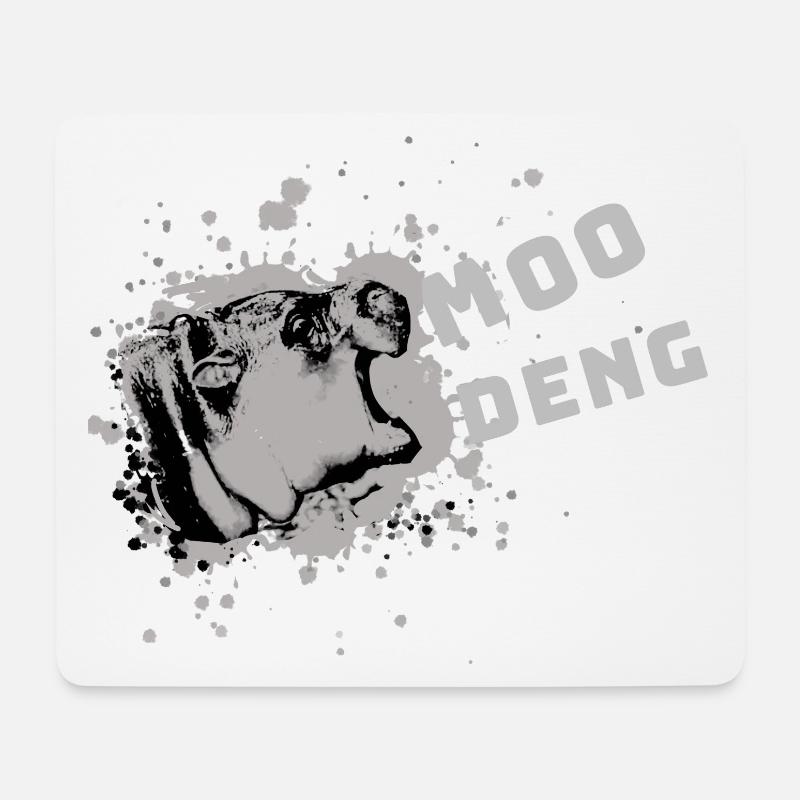 Moo Deng, Nilpferd, illustration, hippo - Mousepad (Querformat) - Weiß
