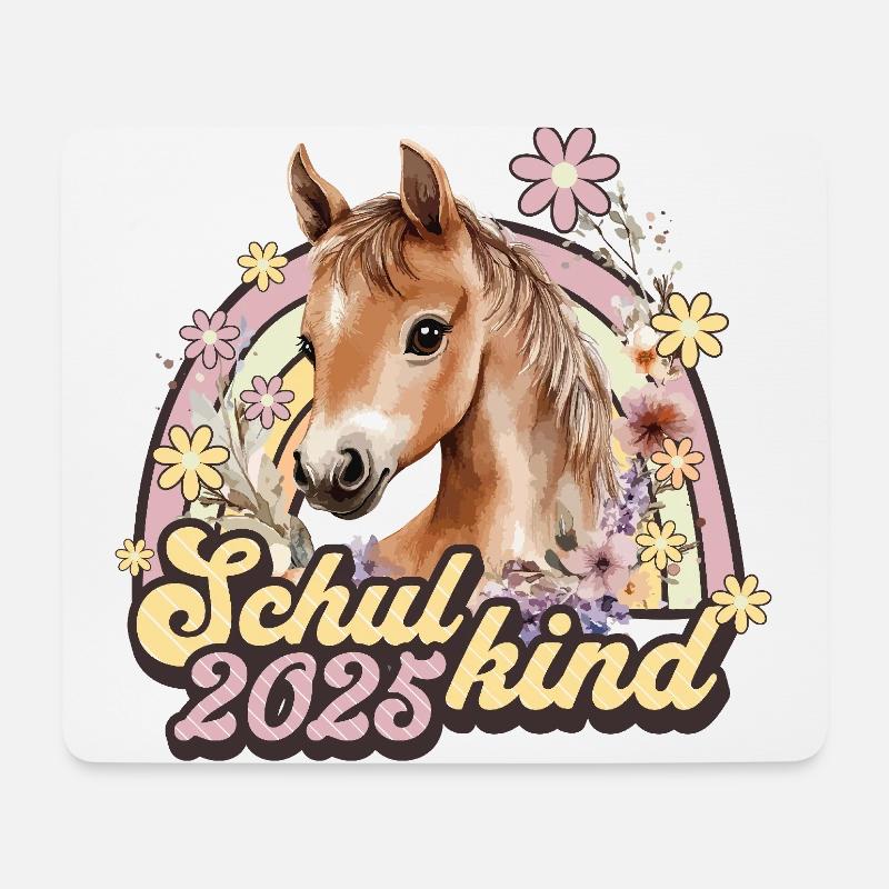 Schulkind 2025 Pferd Einschulung Schule Schüler - Mousepad (Querformat) - Weiß
