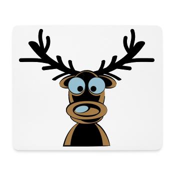 Rudolf das Rentier Cartoonmotiv - Mousepad (Querformat) - Weiß - Vorne