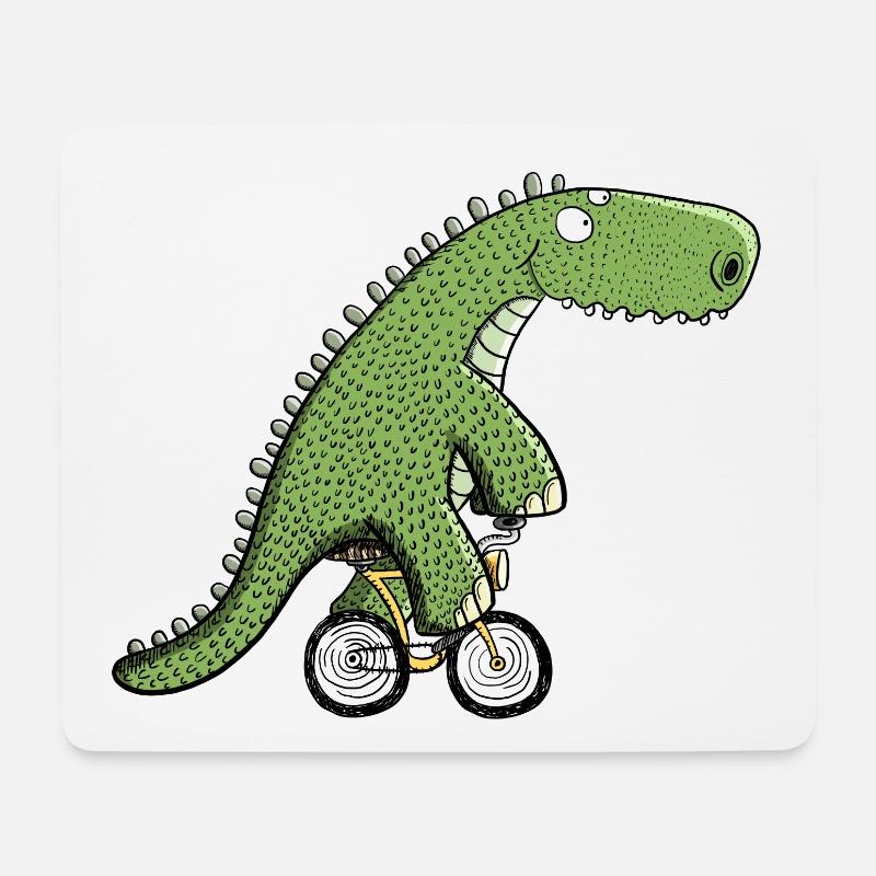 Cool cycliste dinosaure I vélo T Rex Dino - Tapis de souris (format paysage) - blanc