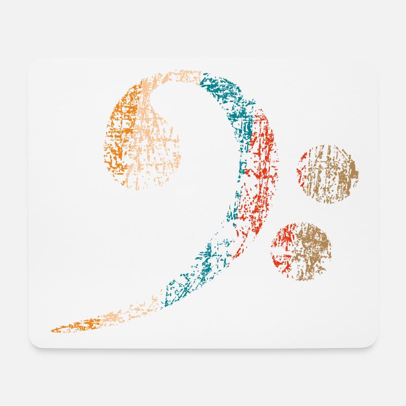 Bassschlüssel, Bass Clef vintage distressed - Mousepad (Querformat) - Weiß