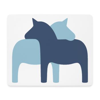Dalapferd Paar hellblau dunkelblau Pferde Liebe - Mousepad (Querformat) - Weiß - Vorne