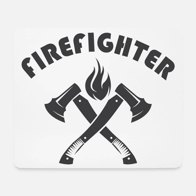 Feuerwehr Mann Axt Symbol Logo icon Grafik - Mousepad (Querformat) - Weiß