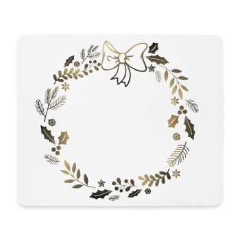Couronne festive dorée avec ruban - Tapis de souris (format paysage) - blanc - Devant