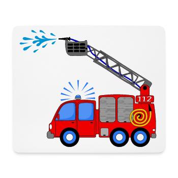 Feuerwehrfahrzeug mit Leiter und Wasser Kinder - Mousepad (Querformat) - Weiß - Vorne