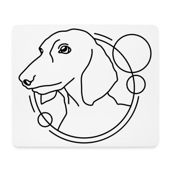 Dackel in geometrischer Form - Line-Art-Design - Mousepad (Querformat) - Weiß - Vorne