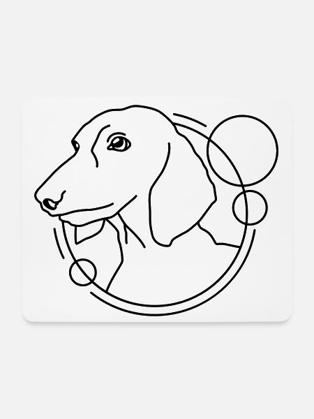 Dachshund in Geometric Shape - Line Art Design - Mouse Pad (horizontal) - white