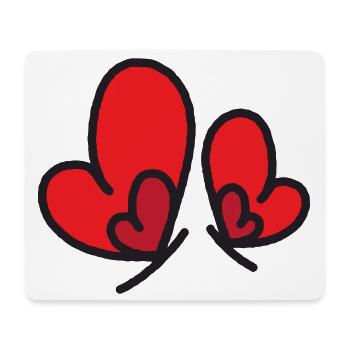 Two Red Hearts Outline - Mouse Pad (horizontal) - white - Front