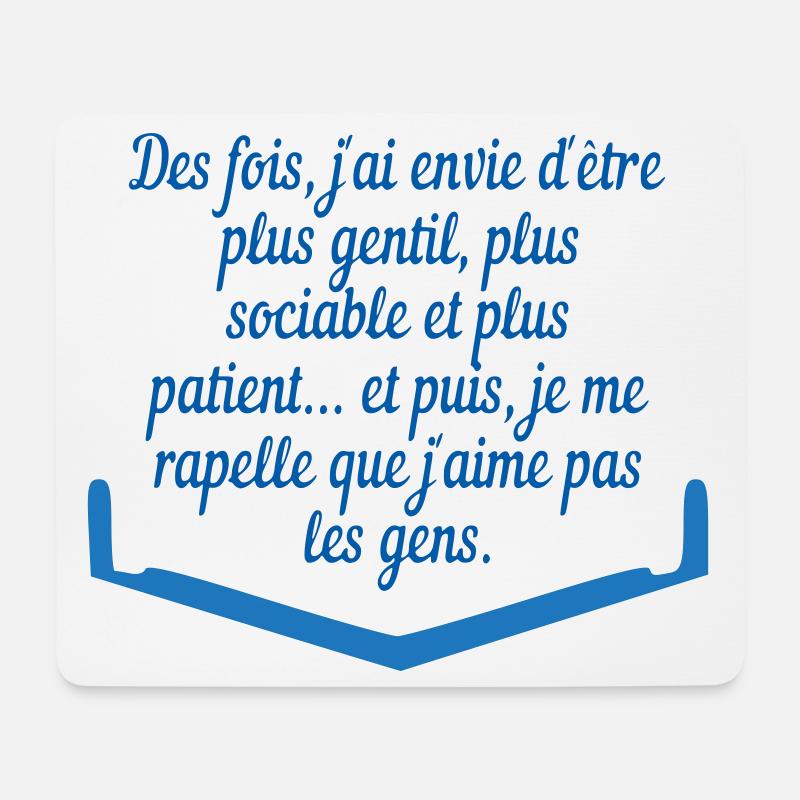 j'aime pas les gens - Tapis de souris (format paysage) - blanc