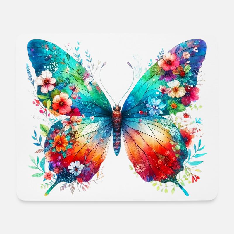 Papillon - Tapis de souris (format paysage) - blanc