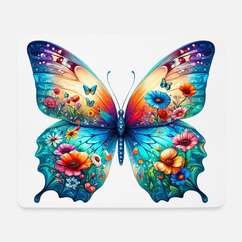 Papillon - Tapis de souris (format paysage) - blanc