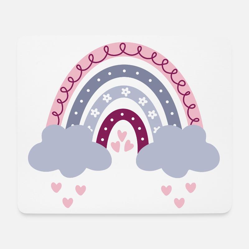 Boho Regenbogen rosa Mädchen Geburt Baby Babyparty - Mousepad (Querformat) - Weiß