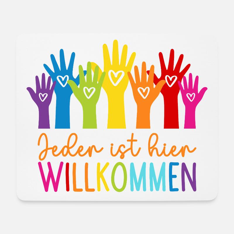 Jeder ist hier willkommen - Mousepad (Querformat) - Weiß