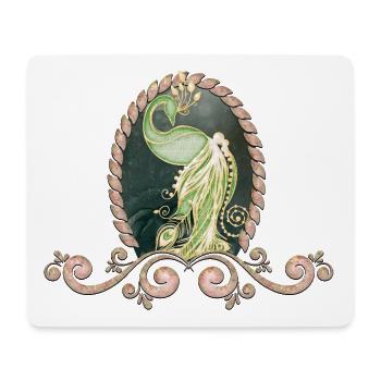 A majestic peacock in gold and green. - Mouse Pad (horizontal) - white - Front
