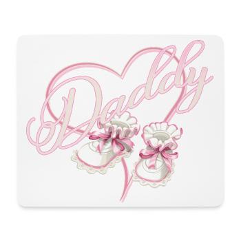 Papa avec fille coeur bébé chaussures rose - Tapis de souris (format paysage) - blanc - Devant
