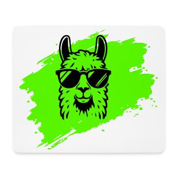 Llama or alpaca with sunglasses in neon style - Mouse Pad (horizontal) - white - Front