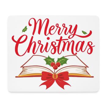 Merry Bookmas – Conception de livre aux lignes fines - Tapis de souris (format paysage) - blanc - Devant