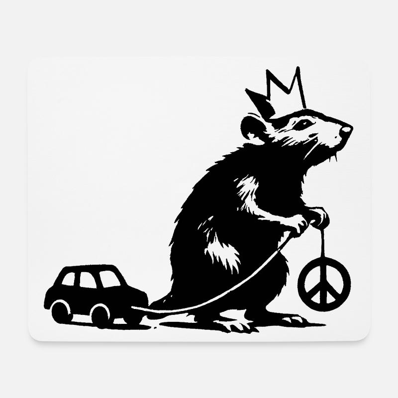 König Ratte mit Spielzeug - Mousepad (Querformat) - Weiß