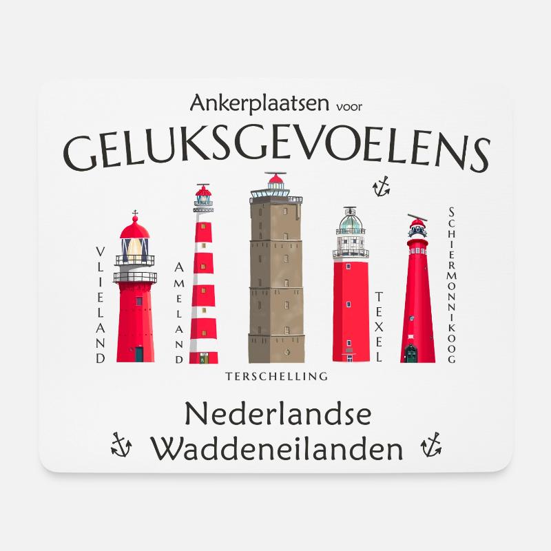 Ameland, Texel, Terschellingen Handzeichnung - Mousepad (Querformat) - Weiß