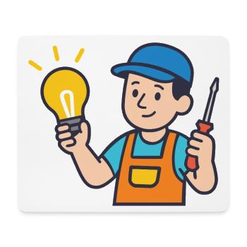 Craftsman with light bulb and screwdriver - Mouse Pad (horizontal) - white - Front
