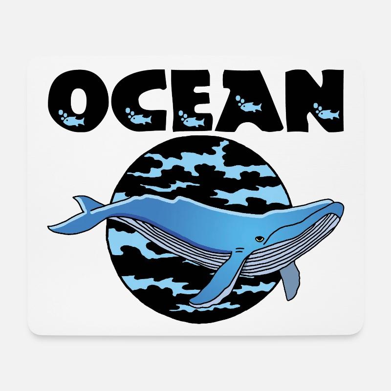 Wal und Ozean - Mousepad (Querformat) - Weiß