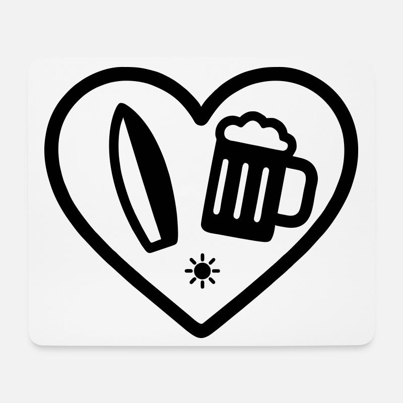 Heart Surf Bier - Mousepad (Querformat) - Weiß
