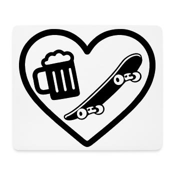 Heart Skateboard Bier - Mousepad (Querformat) - Weiß - Vorne