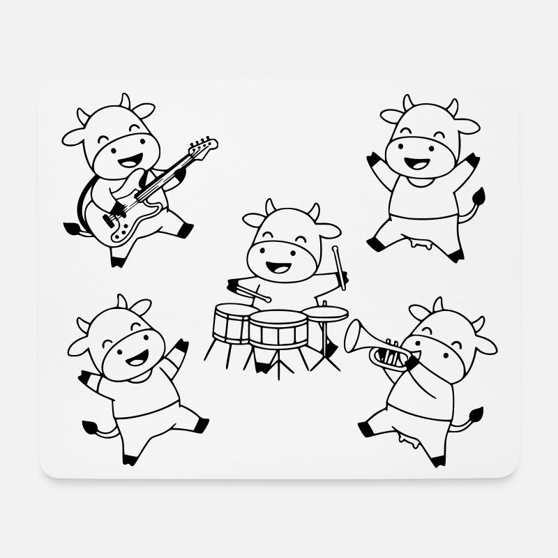 Süße Kuh Band Musik Party Comic - Mousepad (Querformat) - Weiß