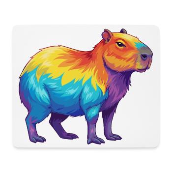 Colorful Capybara Rainbow Pop Art Watercolor - Mouse Pad (horizontal) - white - Front