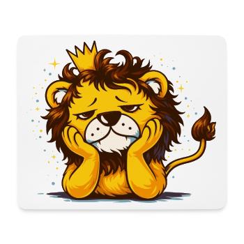 Lion mignon avec une couronne – motif d’animal rêveur - Tapis de souris (format paysage) - blanc - Devant