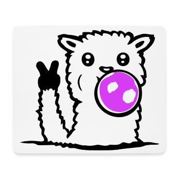 Llama Bubblegum Sunglasses Peace Victory Hand Cool - Mouse Pad (horizontal) - white - Front