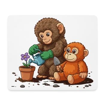 le coup de poing du singe - Jardinage des singes - Tapis de souris (format paysage) - blanc - Devant