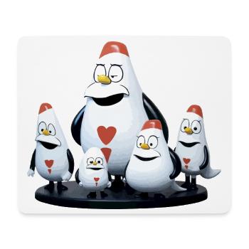 Heart Penguin Family Cartoon - Mouse Pad (horizontal) - white - Front